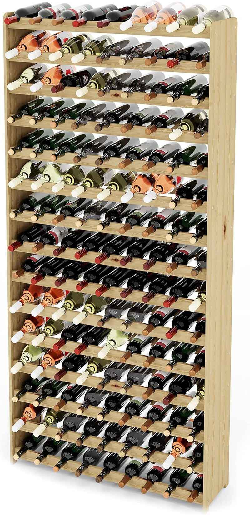 Série RW Étagère À Vin En Bois Pour Bouteilles, Anthracite, Marron, Naturel, RW-3, 13-15 Couchés, Pour 91-135 Bouteilles, Vin, Porte-Bouteilles (Naturel, RW-3-135, 198 X 92 X 26,5, Pour 135