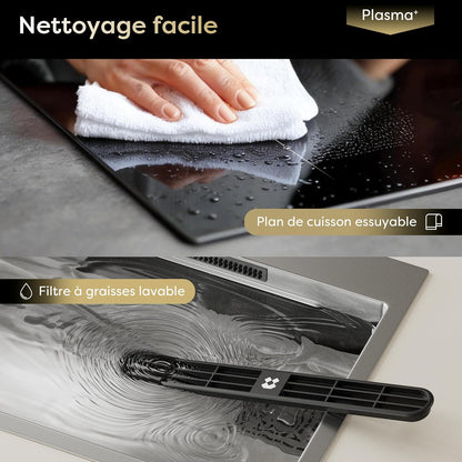 Plaque Induction Avec Hotte Intégrée 2 Feux Flexzone, Plasma Anti-Odeurs