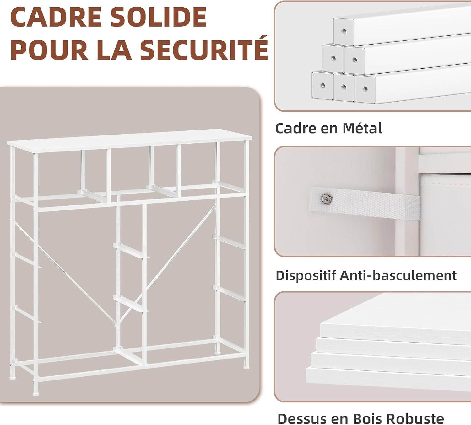 Commode De Rangement Pour Chambre À 9 Tiroirs En Tissu, Blanc | Meuble De Rangement Chambre 30P X 100L X 99H, Cadre En Acier Robuste, Dessus Étanche, Salon, Couloir, Entrée