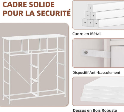 Commode De Rangement Pour Chambre À 9 Tiroirs En Tissu, Blanc | Meuble De Rangement Chambre 30P X 100L X 99H, Cadre En Acier Robuste, Dessus Étanche, Salon, Couloir, Entrée