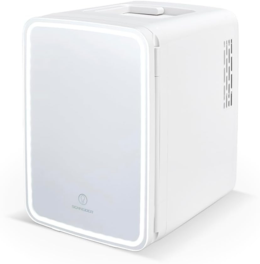 SCMF10W, Mini Frigo Cosmétique 9L, Refroidissement Et Chauffage, Miroir Avec LED, Etagères, Blanc
