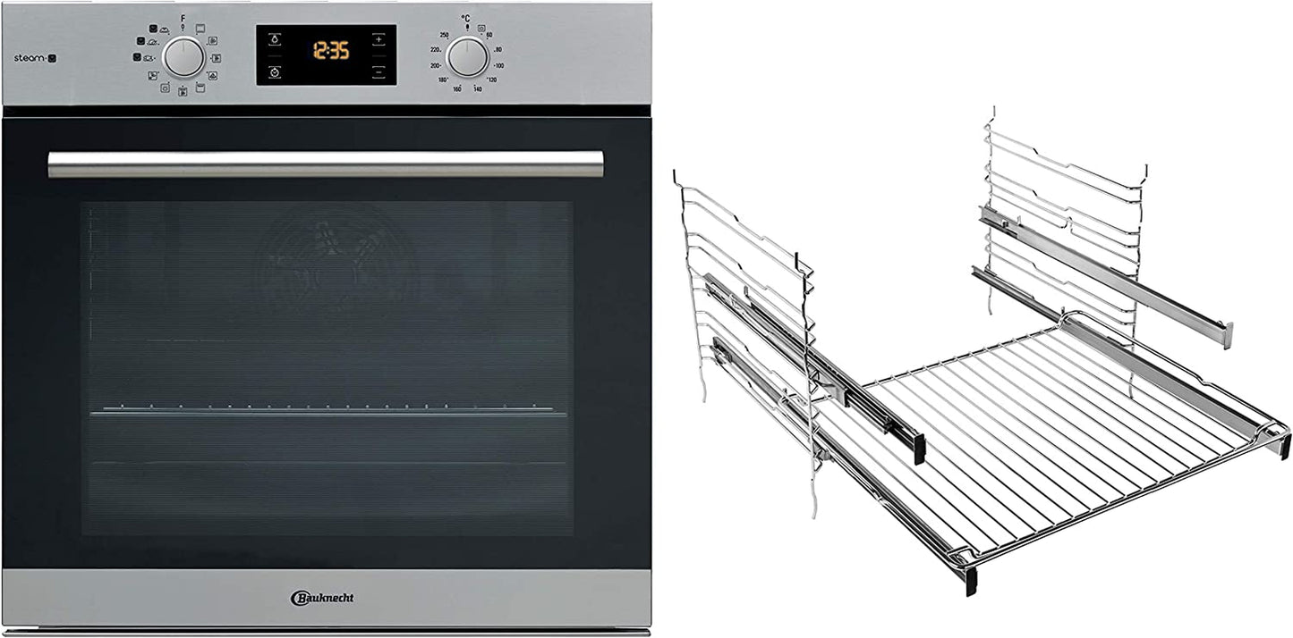 Bauknecht BAR2S K8 V2 in Four À Vapeur Avec Sortie De Four À 2 Positions/A+/71 L D'Espace De Cuisson Maxi/Air Chaud/Vapeur Douce Avec Ajout D'Humidité/Nettoyage Facile Avec Intérieur Smartclean, Acier