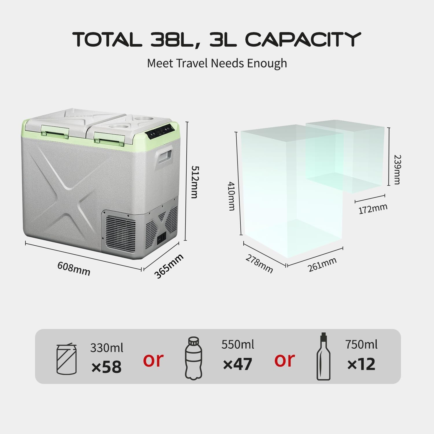 XD55 38L Glaciere Portable Réfrigérateur Voiture Camping Congélateur 12/24V Mini Frigo Pour Maison, Bureau Ou Pique-Nique En Plein Air