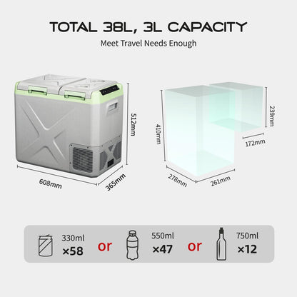 XD55 38L Glaciere Portable Réfrigérateur Voiture Camping Congélateur 12/24V Mini Frigo Pour Maison, Bureau Ou Pique-Nique En Plein Air
