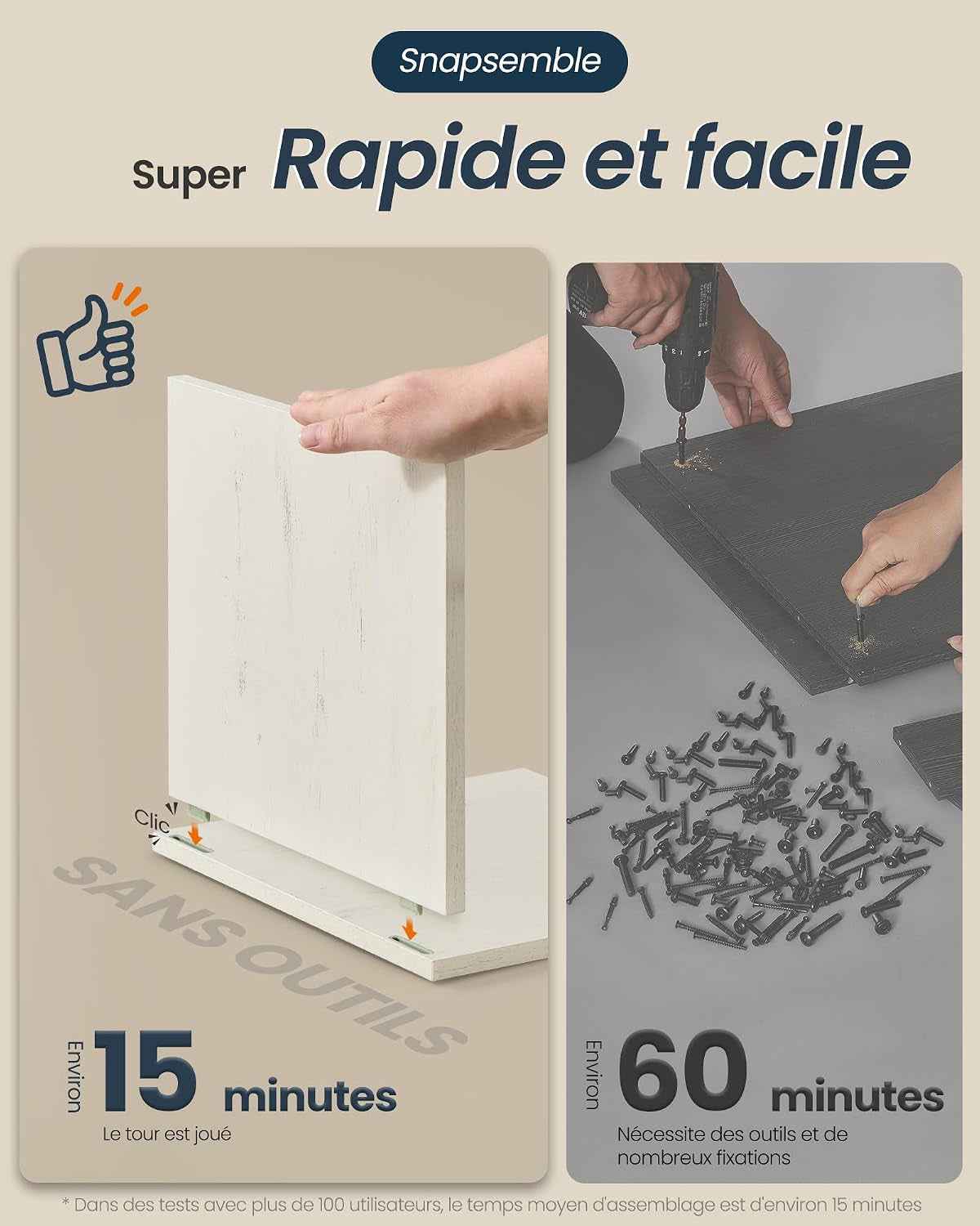 Meuble De Salle De Bain Haut, Snapsemble Montage Super Rapide, Colonne De Rangement, Avec Étagères Réglables, Pour Salon, Entrée, 30 X 30 X 170 Cm, Blanc Rustique BBC667WJ01 | Armoire De Rangement Avec Étagères Réglables, 30 X 30 X 170 Cm, Pour Petit Espa