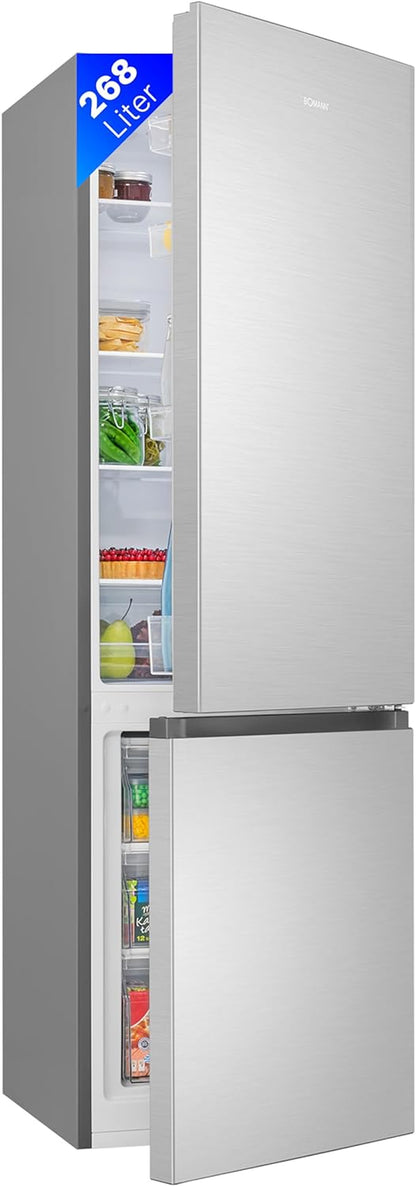 Bomann, Réfrigérateur-Congélateur Indépendant, 55 Cm De Large, 268 L, Eclairage LED, KG7353, Inox