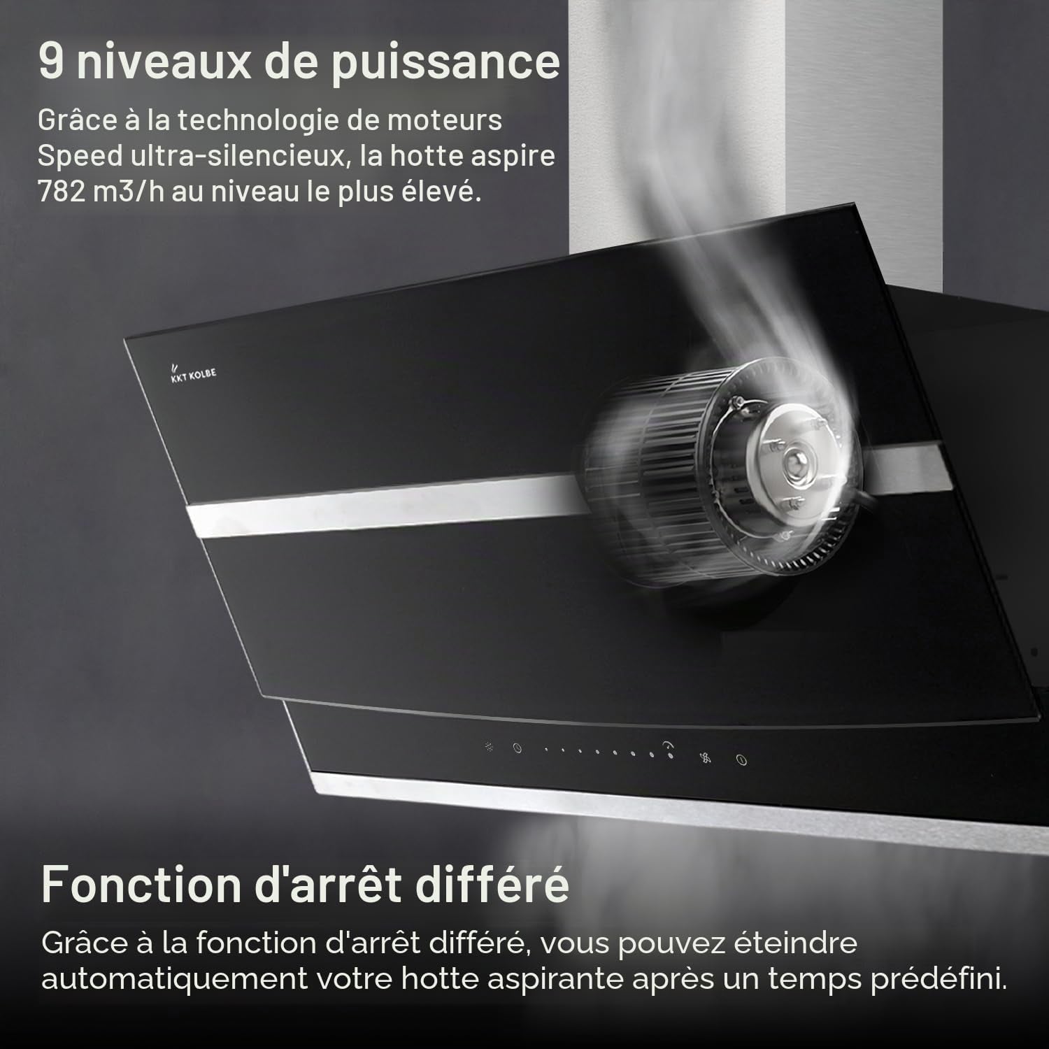 Hotte Aspirante Cuisine 60 Cm | Hotte Murale Inclinées | Acier Inoxydable | Verre Noir | Arrête Automatiquement | Opération Tactile | HERMES6005S