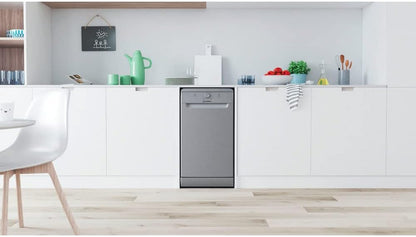 Indesit DSFE 1B10 S Lave-Vaisselle Autonome 10 Places A+ - Lave-Vaisselles (Autonome, Argent, Compact (45 Cm), Argent, Boutons, Rotatif, 1,3 M)