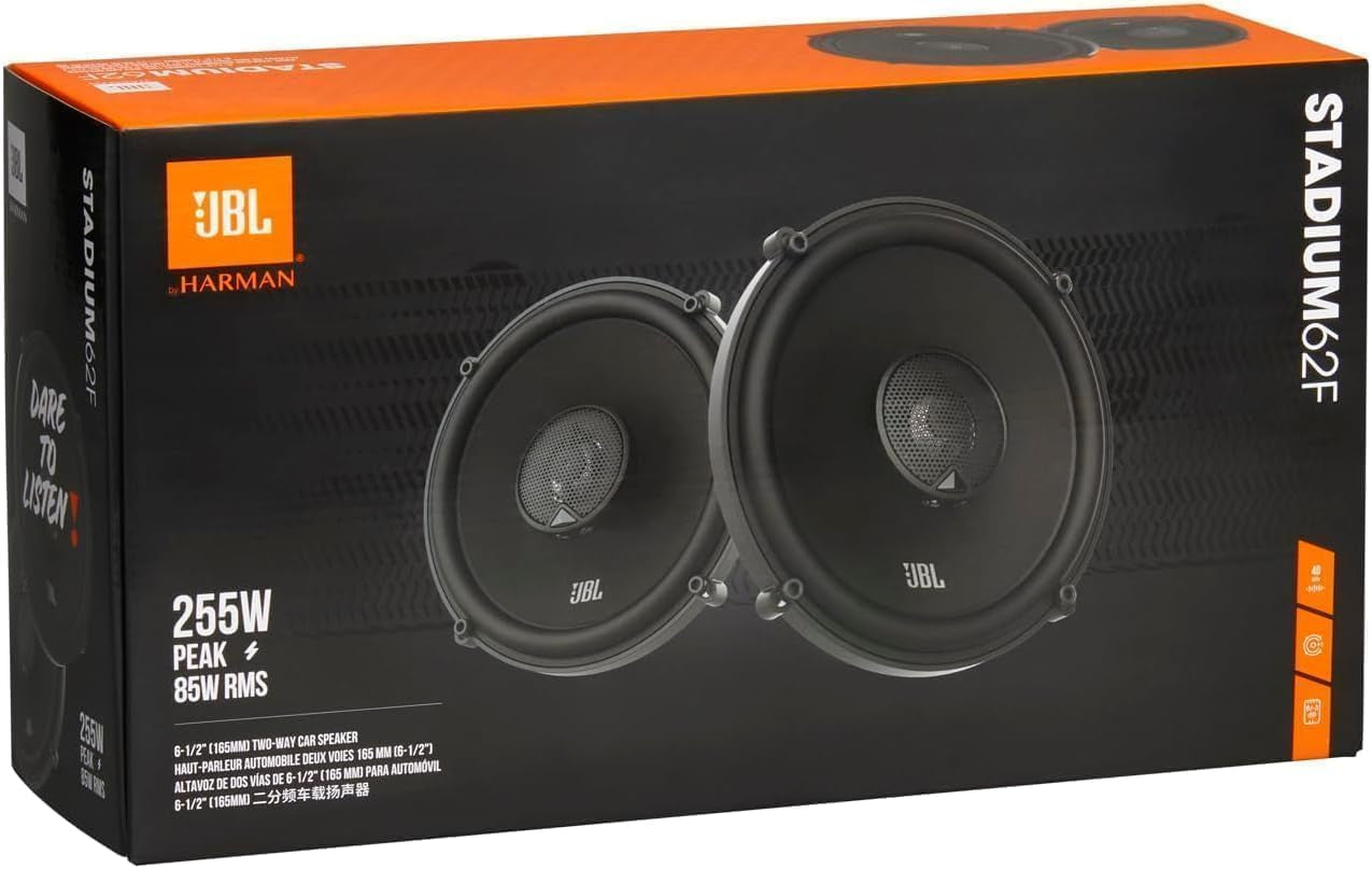 Stadium 62F 6.5 in / 16.5 Cm Haut-Parleur Coaxial 2 Voies Voiture | 85 W RMS / 255 W Max, 93 Db, 3 Ohm, 45 Hz-40 Khz Hi-Res - Woofer Fibre De Verre plus One - Tweeter Dôme Textile Edge-Driven