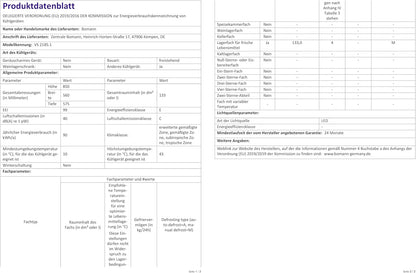 Bomann Réfrigérateur 133L Blanc Vs2185-1-Blanc, Capacité Nette : 133 Litres, Éclairage Intérieur À DEL, Contrôle De La Température En Continu, 3 Clayettes En Verre