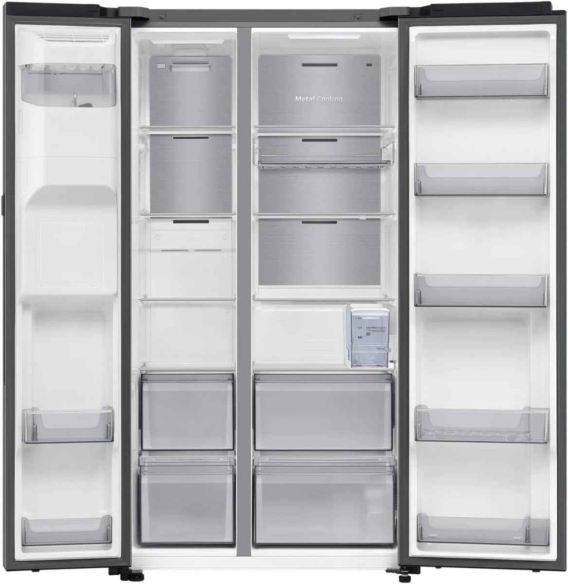 Samsung RS90F65EDTEF Réfrigérateur-Congélateur Côte À Côte, Réfrigérateur AI Avec Congélateur, 178 Cm, 621 L, Distributeur D'Eau/Glaçons Avec Réservoir D'Eau, AI Home, Commande Vocale, Aspect Inox