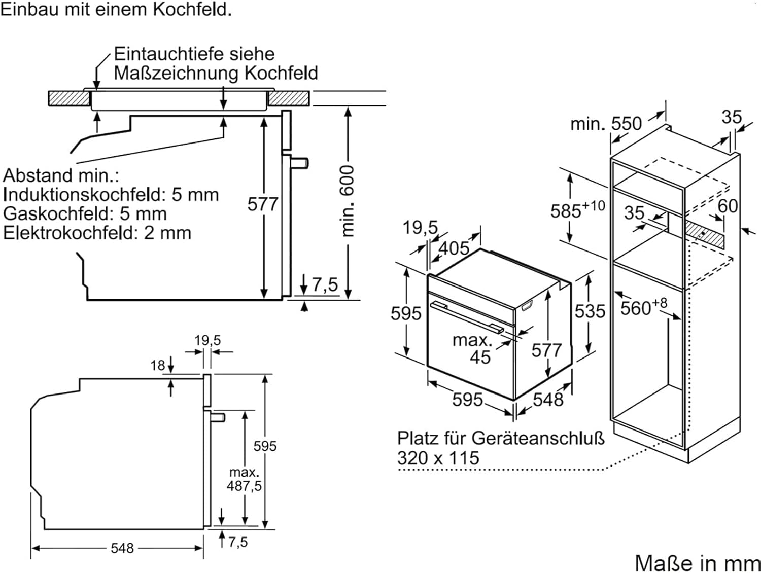 HBG675BB1 Série 8 Four Électrique À Encastrer/A / 71 L/Noir/Air Chaud plus 4D Weiß