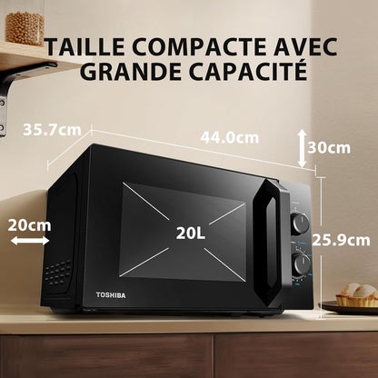 Micro-Ondes 20L MW2-MM20P(BK), Micro-Ondes Sur Pied, 800W, 5 Niveaux De Puissance, Avec Décongélation Facile, Éclairage LED À L'Intérieur, Noir