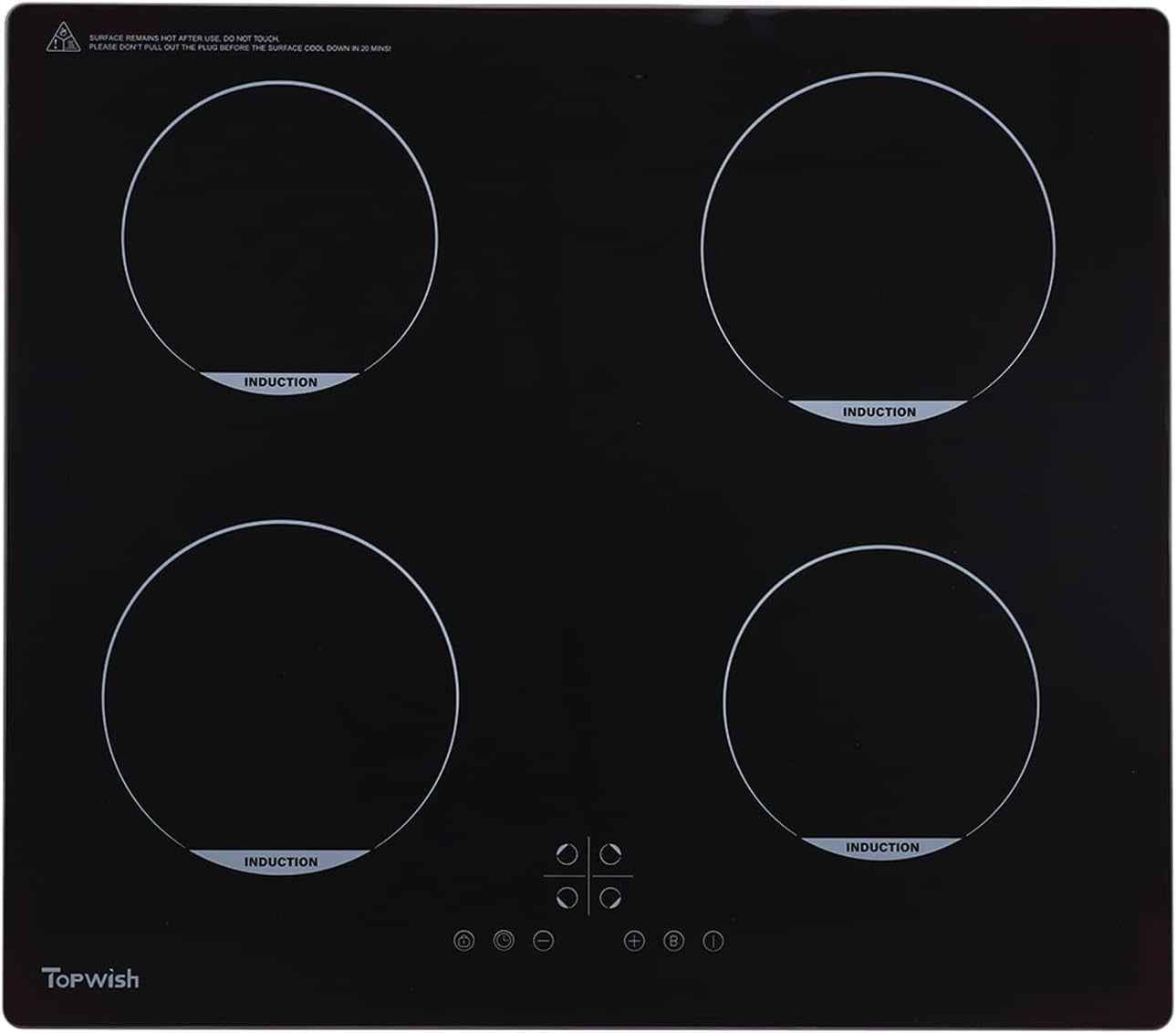 Plaque Induction 4 Feux, Plaque De Cuisson À Induction, 7200W | Plaque De Cuisson Induction 60Cm, Con 9 Niveaux, Boost, Voyant De Surface Chaude, Protection D'Extinction, Verrou De Sécurité