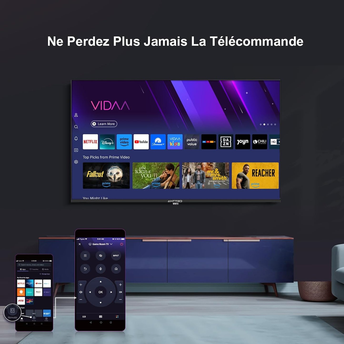 AV40F5Q 2K QLED FHD Smart TV 40 Pouces HDR10 Bluetooth Avec Triple Tuner (DVB-C/-S2/-T2) App Store, Netflix, Prime Video, Rakuten TV, DAZN, Youtube