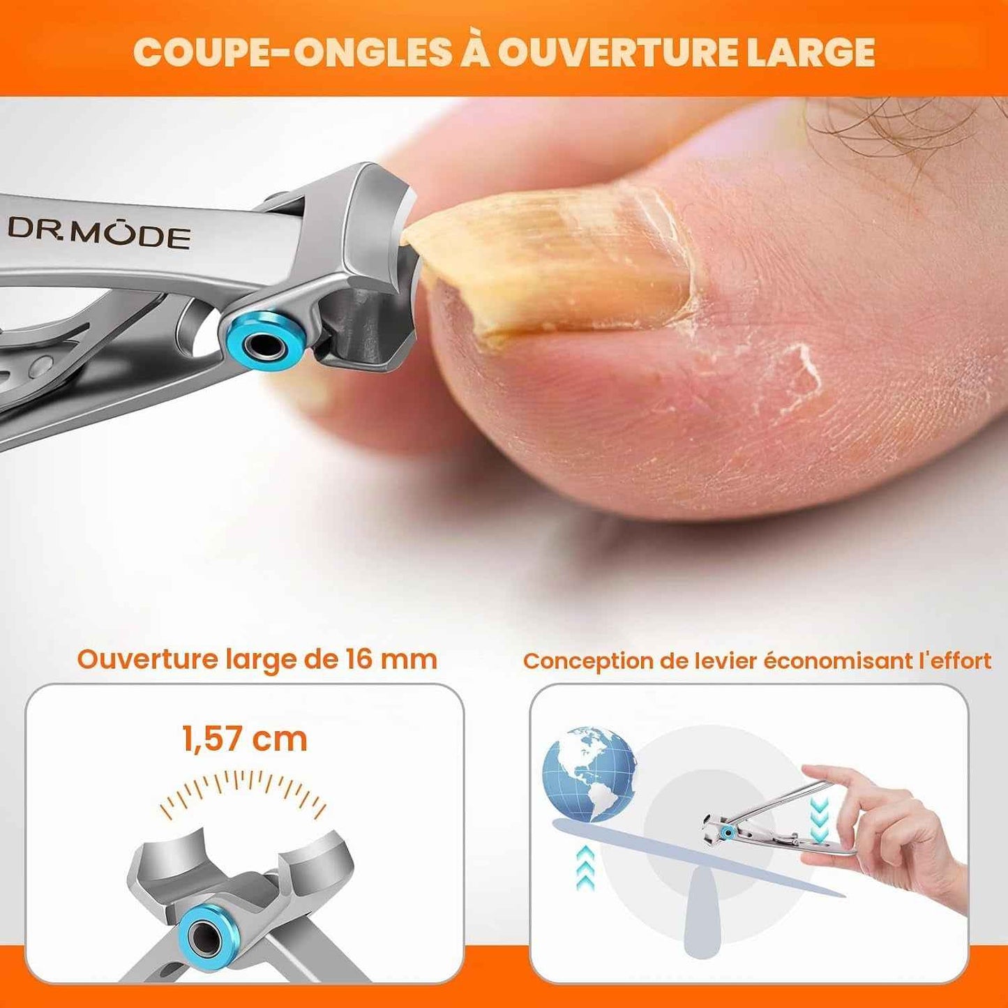 Coupe Ongle Professionnel, Pince Coupe Ongle Pied Pour Ongles Épais Pour Personnes Âgées Avec Large Ouverture, Kit Coupe Ongle Allemand Pour Hommes Ongles Incarnés Avec Lame Incurvée Inclinée