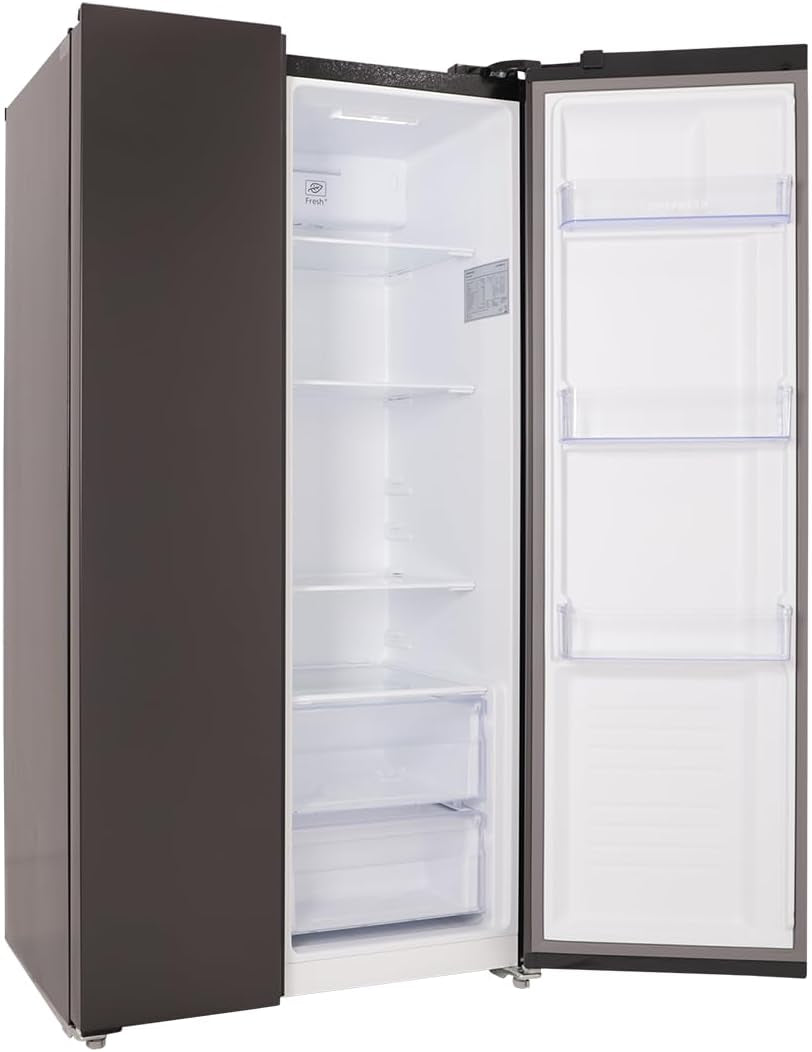 Respekta Réfrigérateur-Congélateur Côte À Côte En Acier Noir AC178BS-18 / H:178 Cm L:91 Cm/Compartiment Réfrigérateur De 331 L/Congélateur De 174 L/Technologie No Frost Intégrée.