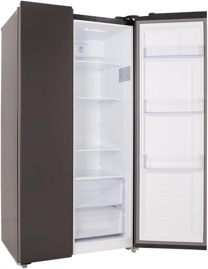 Respekta Réfrigérateur-Congélateur Côte À Côte En Acier Noir AC178BS-18 / H:178 Cm L:91 Cm/Compartiment Réfrigérateur De 331 L/Congélateur De 174 L/Technologie No Frost Intégrée.