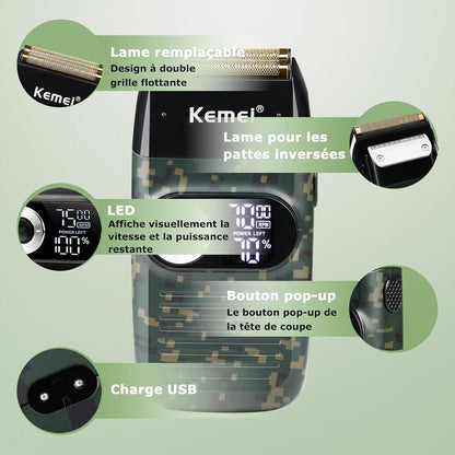 2027 Rasoir À Grille Pour Homme Sans Fil, Affichage LED, Tête Chauve | Rasoir Électrique Pour Tête Chauve Shaver Homme Sans Fil Avec Affichage LED Cadeau Pour La Fête Des Pèr