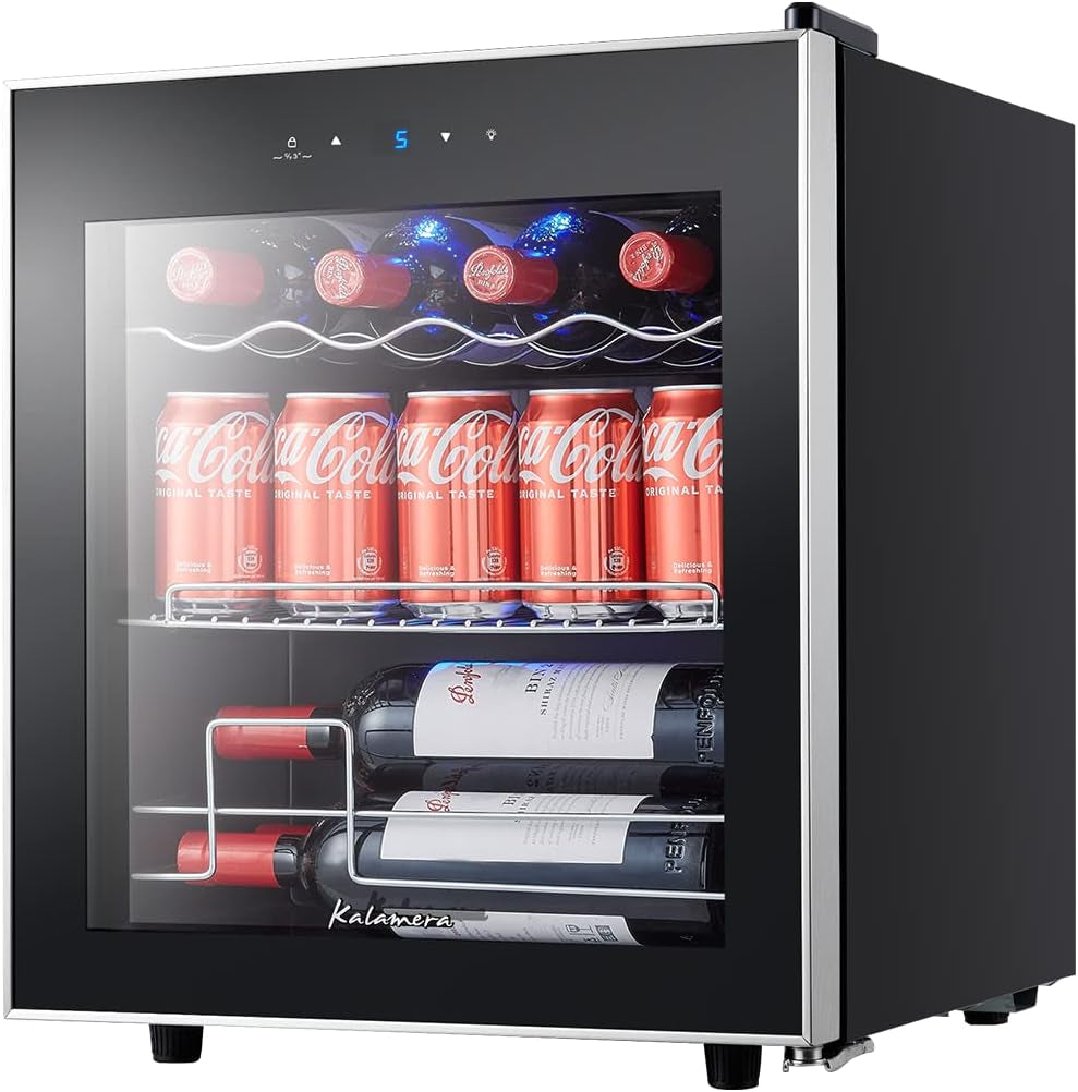 KRC-40GE Mini Réfrigérateur Avec Panneau De Commande Tactile, Zone De Refroidissement 5-18 °C, Porte En Verre En Acier Inoxydable, Réfrigérateur Bouteille, 40 L [Classe Énergétique G]