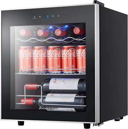KRC-40GE Mini Réfrigérateur Avec Panneau De Commande Tactile, Zone De Refroidissement 5-18 °C, Porte En Verre En Acier Inoxydable, Réfrigérateur Bouteille, 40 L [Classe Énergétique G]