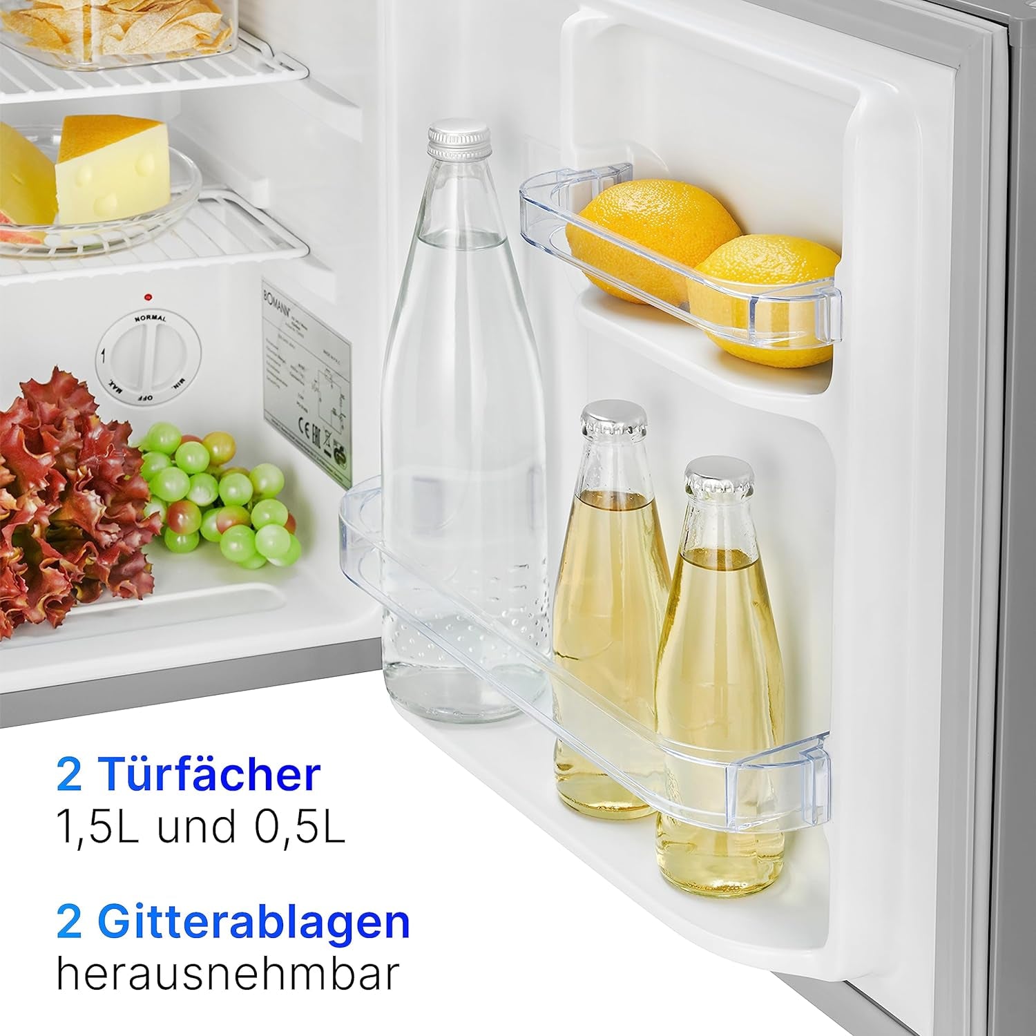 Bomann, Mini-Réfrigérateur, 42L, 2 Étagères Grillagées, KB7346, Inox