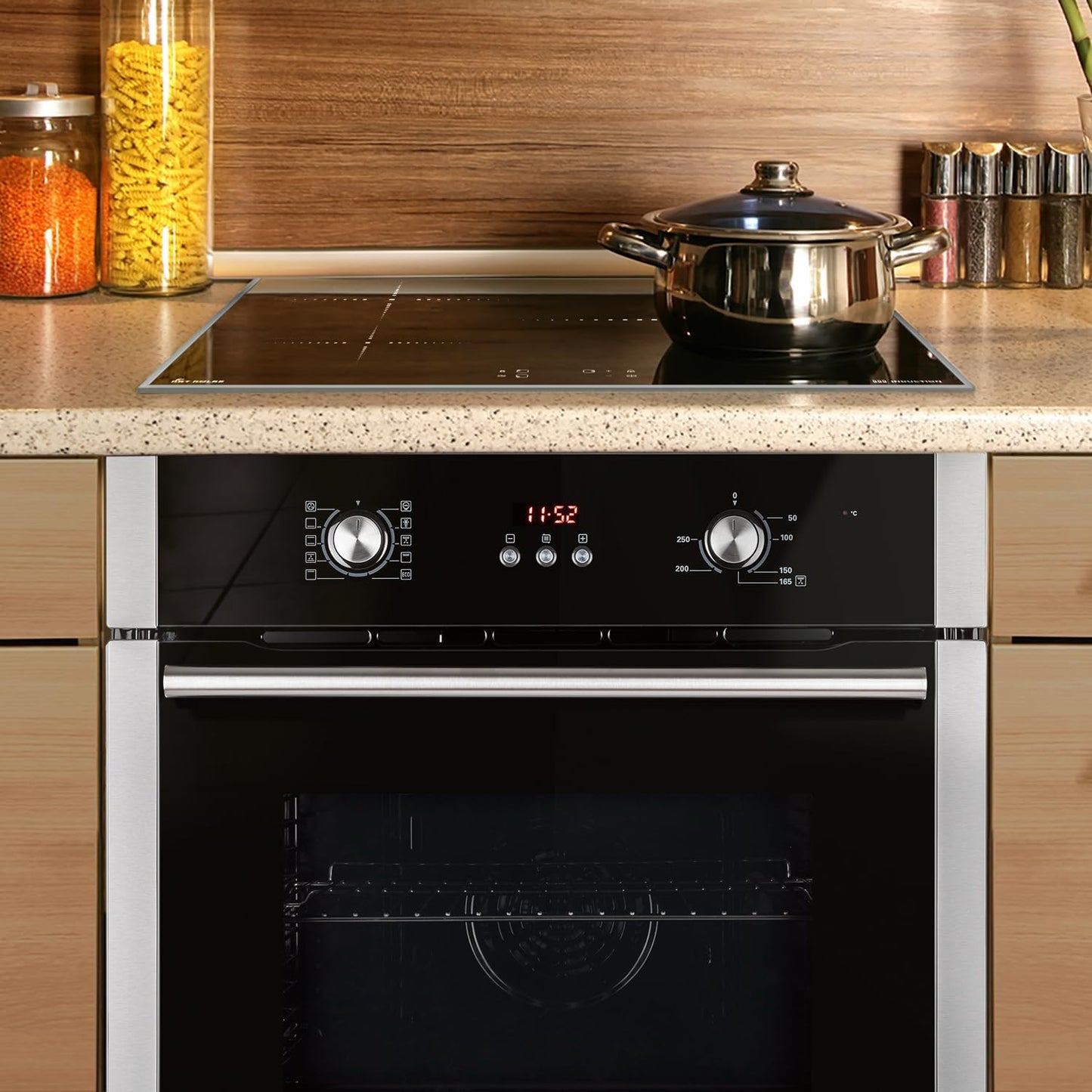 Cuisinière: Four Encastré 60Cm BO8805SS + 59Cm Plaque À Induction IH85900ED | Grill | Air Chaud | Minuterie Automatique | Vitrage D'Isolation Thermique 2 Voies | Verrouillage Enfant | Interrupteur |