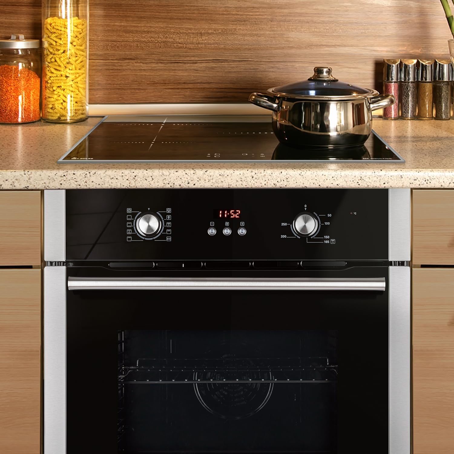 Cuisinière: Four Encastré 60Cm BO8805SS + 59Cm Plaque À Induction IH85900ED | Grill | Air Chaud | Minuterie Automatique | Vitrage D'Isolation Thermique 2 Voies | Verrouillage Enfant | Interrupteur |