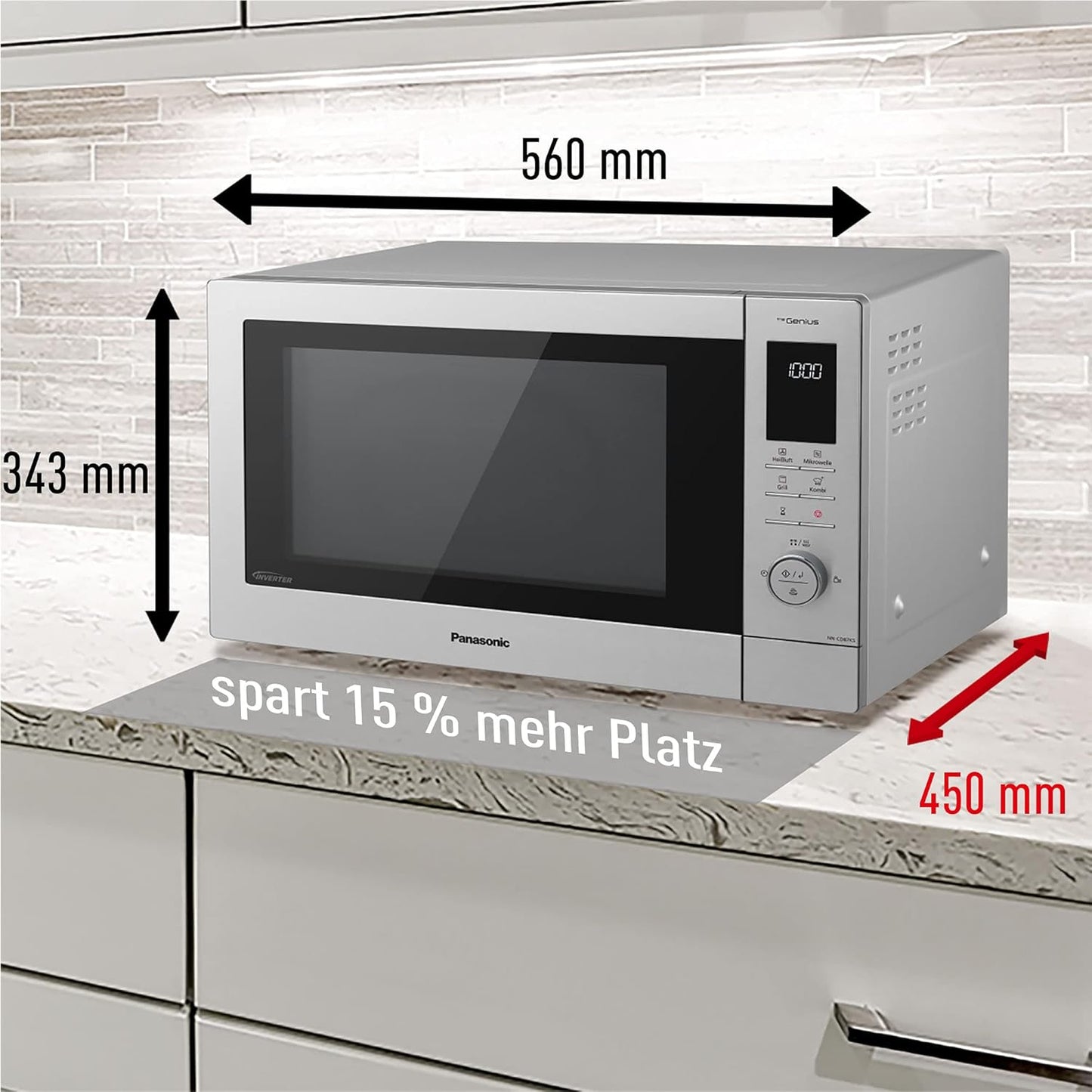 NN-CD87KSGTG Micro-Ondes Combiné Et Gril, Version Allemande, Mode D'Emploi Et Touches En Allemand Argenté