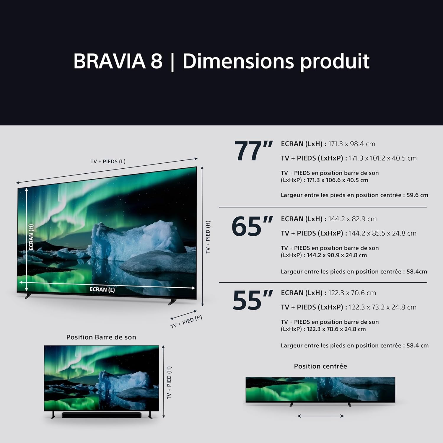 Sony BRAVIA 8 OLED 55 Pouces 4K HDR Google Smart TV |Fonctions Gaming Playstation 5, IMAX Enhanced, Dolby Vision Atmos, Chromecast, Apple Airplay, 120Hz K-55XR83