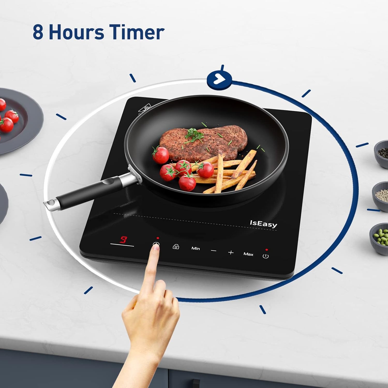 Plaque À Induction Portable, Plaque De Cuisson À Induction 2100W, Table Induction 1 Foyers, Avec Minuterie, Verrou Enfants (Plaque 1 Feux -B)