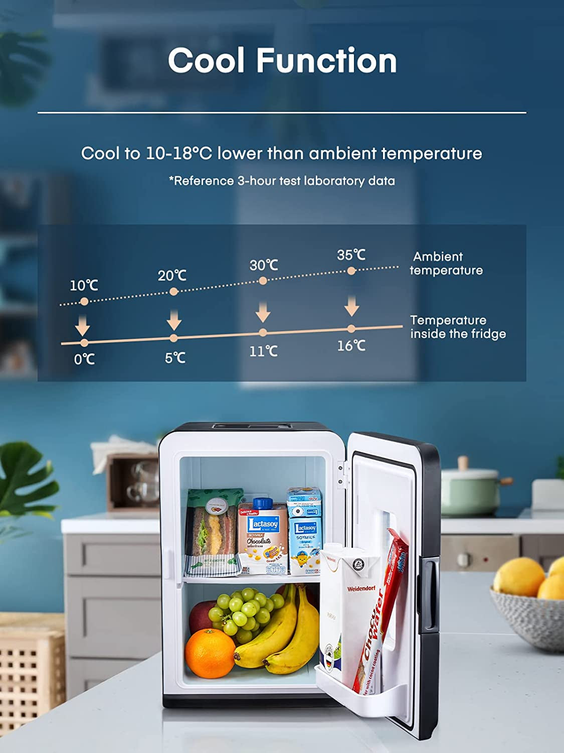 Mini Frigo De Chambre 15L/21 Canettes, Petit Frigo Portable 240V/12V, Mode Silencieux, Fonction Chaud/Froid, Frigo Cosmetique Noir