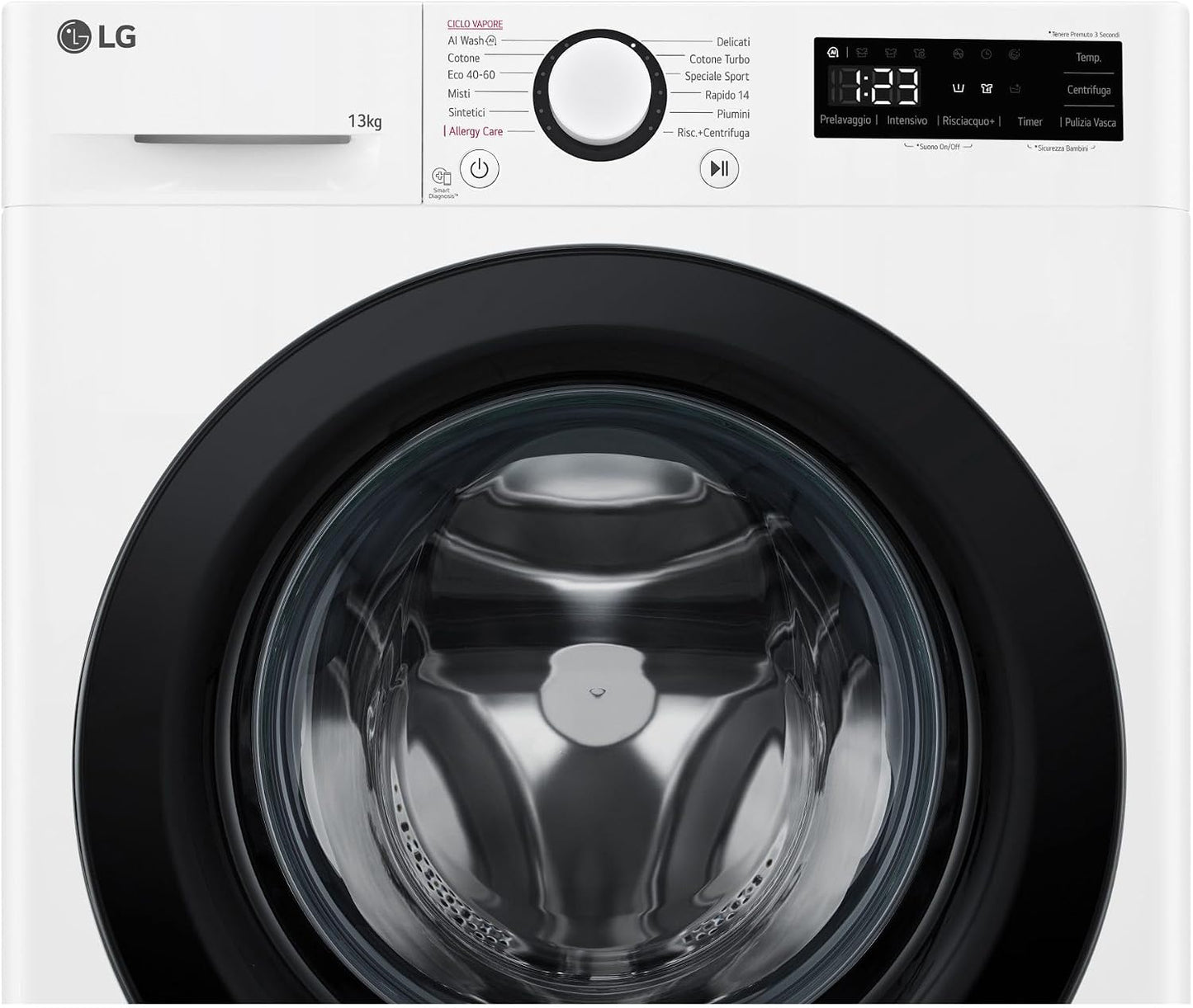 AI DD F4R3013NSWB Machine À Laver Classe a -10%, Charge Avant Série R3, Machine À Laver 13Kg, 1400 Tours, Aiwash, Lavage À La Vapeur, Moteur Direct Drive, Smart Diagnosis, Comptoir, Blanc
