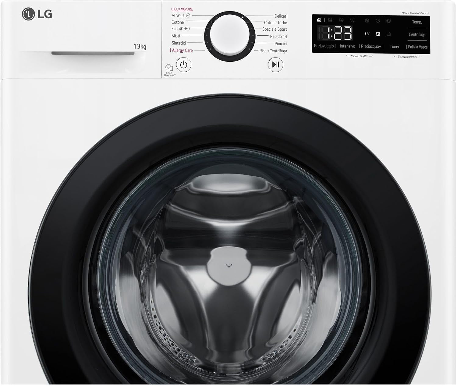 AI DD F4R3013NSWB Machine À Laver Classe a -10%, Charge Avant Série R3, Machine À Laver 13Kg, 1400 Tours, Aiwash, Lavage À La Vapeur, Moteur Direct Drive, Smart Diagnosis, Comptoir, Blanc