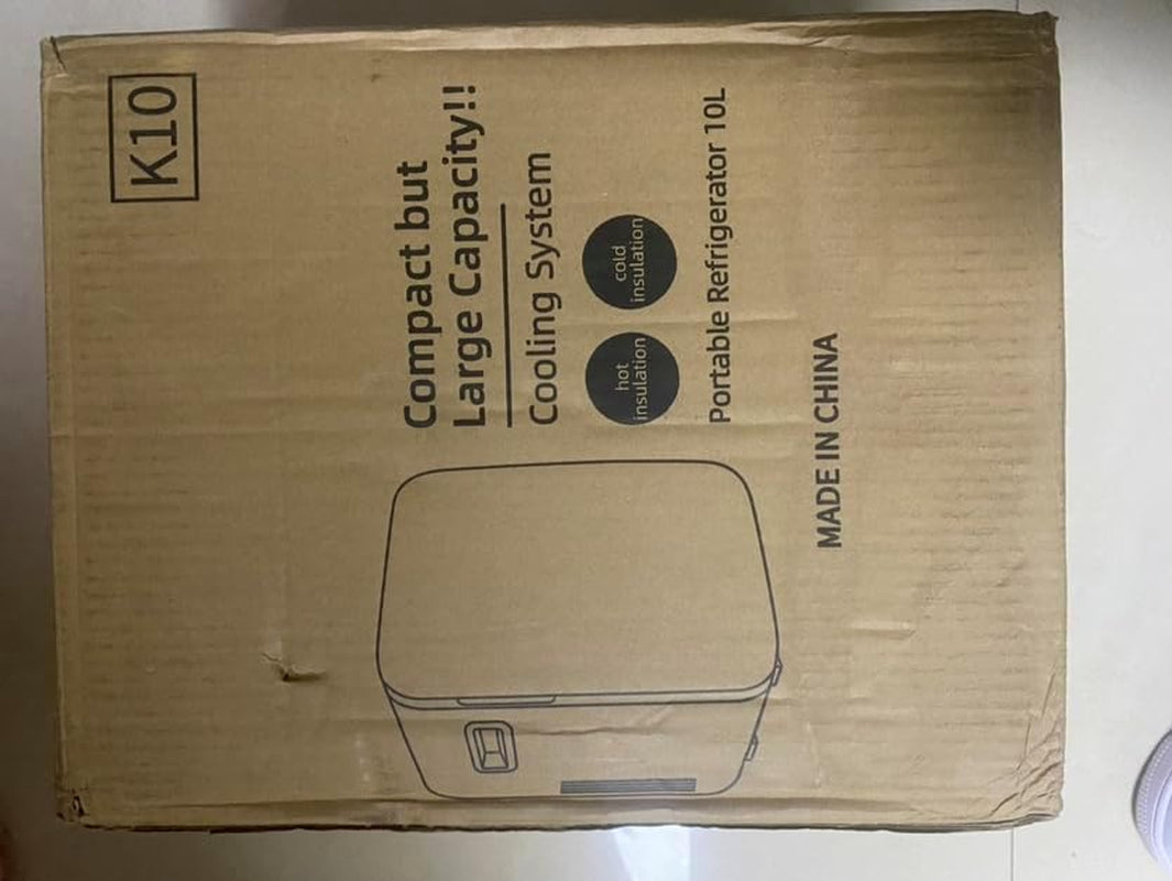 Mini Frigo De Chambre, Mini Réfrigérateur, 10L Petit Frigo, Refrigerateur Aliments, Boissons, Silencieux, Pour Cosmetique, Camping, AC/DC Frigo Voiture Portable Fonction Chaud/Froid