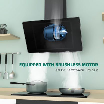 Hotte Aspirante 60Cm, Hotte Aspirante À Évacuation/Circulation D'Air Avec Touch Control,Led, Moteur Sans Balais,Silencieuse, Hotte Aspirante Puissante, Hotte Inclinée, Efficacité A++