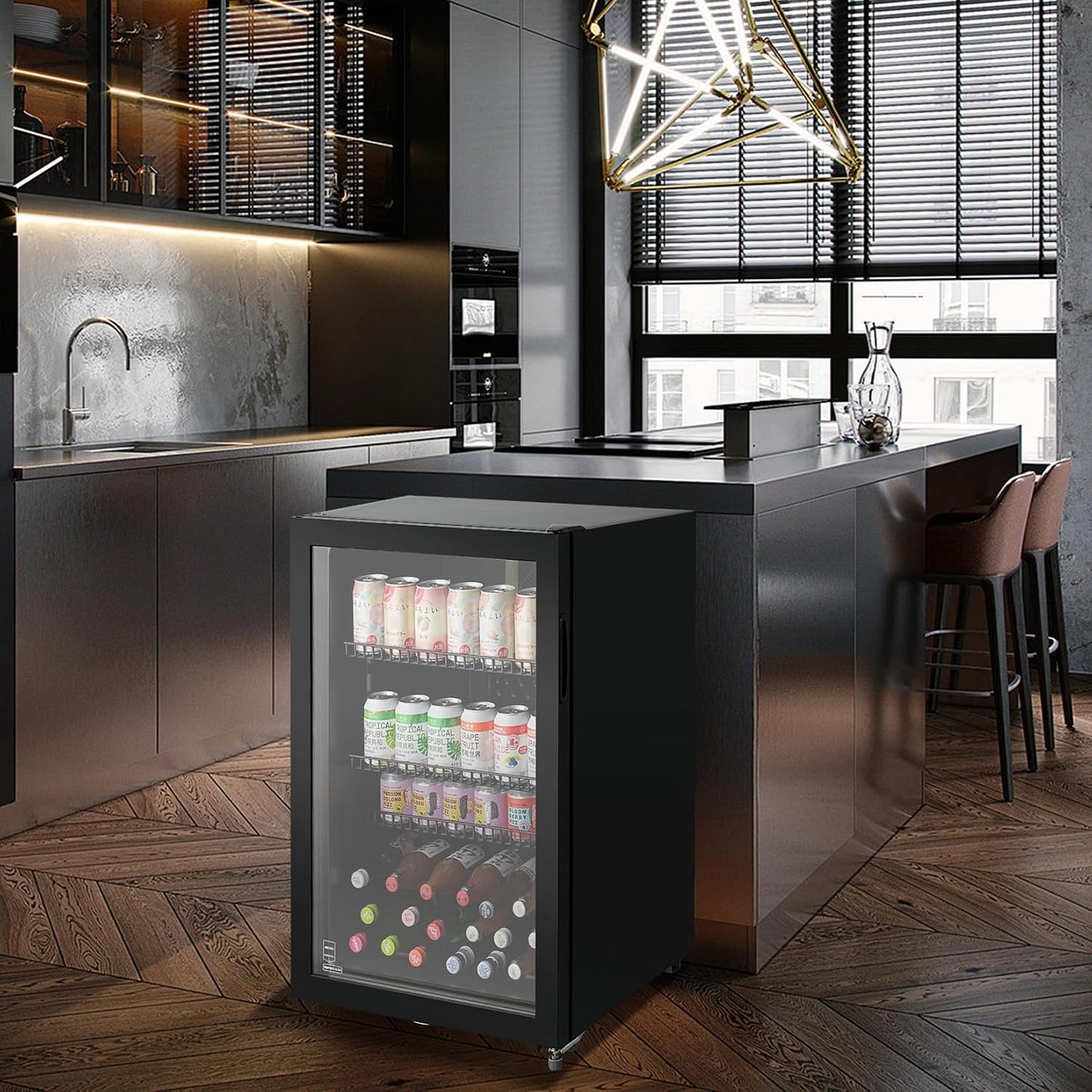 Réfrigérateur À Boissons GSC2125B, Métal/Verre, 54.5 X 54 X 84 Cm, 118 L, Refroidissement Statique Par Air, Avec Serrure, Noir