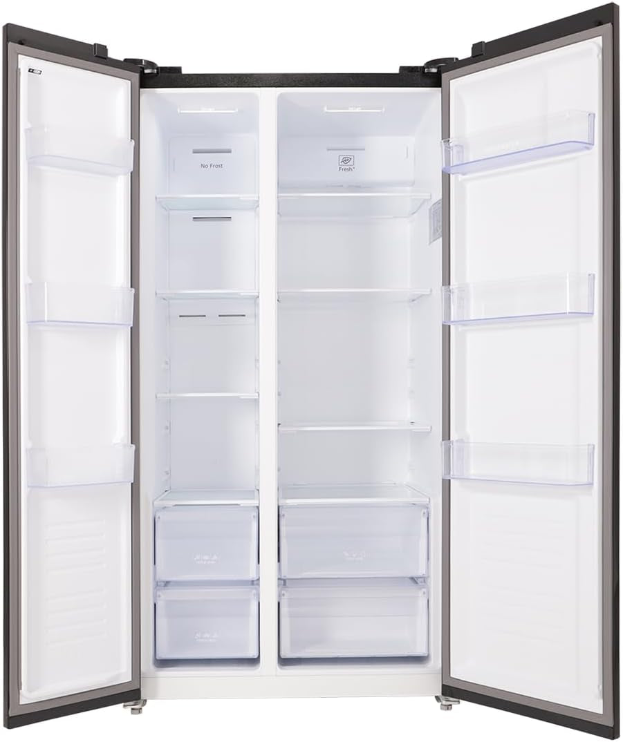 Respekta Réfrigérateur-Congélateur Côte À Côte En Acier Noir AC178BS-18 / H:178 Cm L:91 Cm/Compartiment Réfrigérateur De 331 L/Congélateur De 174 L/Technologie No Frost Intégrée.