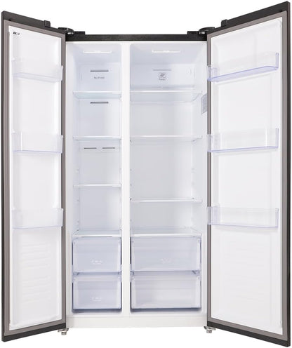 Respekta Réfrigérateur-Congélateur Côte À Côte En Acier Noir AC178BS-18 / H:178 Cm L:91 Cm/Compartiment Réfrigérateur De 331 L/Congélateur De 174 L/Technologie No Frost Intégrée.
