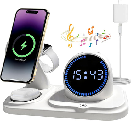 Chargeur Sans Fil 6 En 1 Pour Iphone Avec Enceinte Bluetooth,Station De Charge Rapide Pour Iphone 17/16/15/14/13/12/11/Pro/Max/Plus, Pour Apple Watch Et Airpods