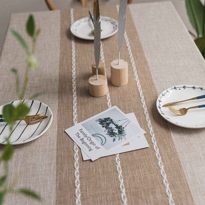 Nappe Rectangulaire 140 X 220 Cm, Brown Nappe Lin Nappes Tissu Pour Salle À Manger, Exterieur, Picnic, Anniversaire, Noel