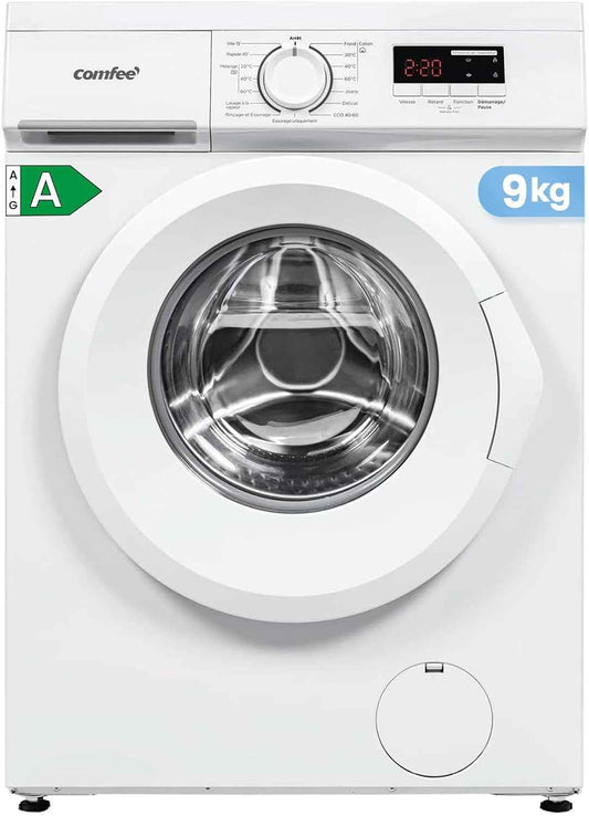 ' Lave-Linge 9KG Classe a Moteur BLDC 1400RPM Blanc CFE12EW90/W-FR | 15 Programmes, Prélavage, Lavage À La Lapeur, Lavage Rapide, Design Slim 50 Cm, Frontal Machine À Laver