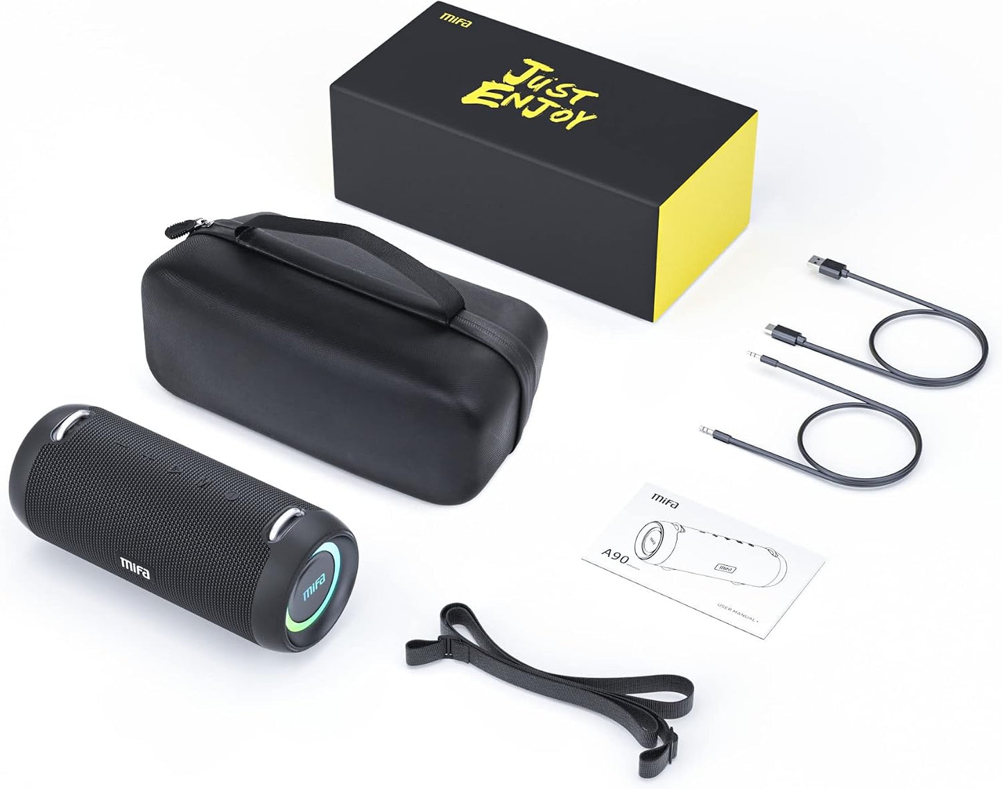 Enceinte A90 Haut-Parleur Bluetooth 60W Sans Fil IPX7 Étanche 30 Heures De Lecture Carte Micro SD Véritable Chargement Stéréo USB-C Sans Fil Avec Housse De Protection Et Dragonne Portable