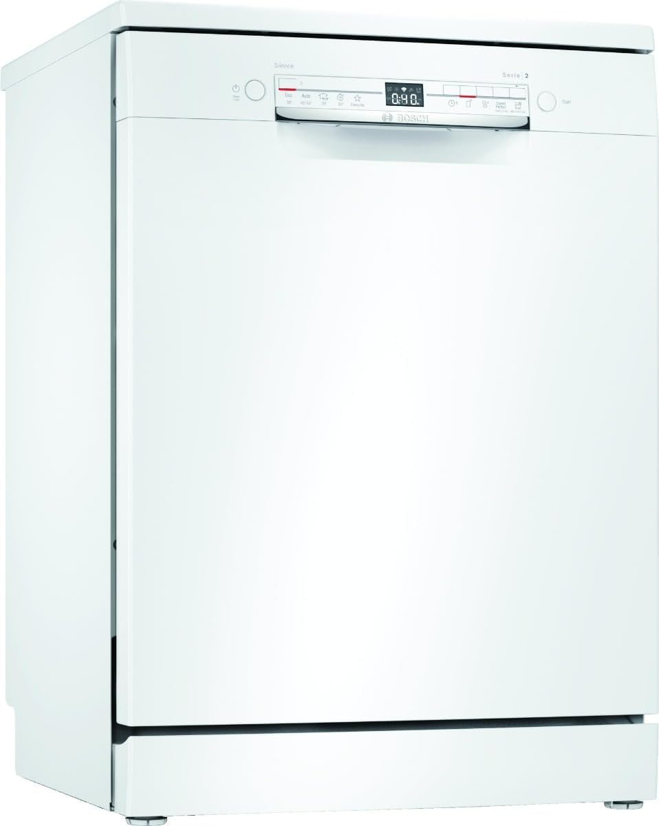 SMS2ITW33E Série 2 Lave-Vaisselle Intelligent, Autoportant, 60 Cm De Large, Panier À Couverts, Séchage Supplémentaire Par Simple Pression D'Un Bouton, Protection Aquastop Contre Les Dommages Des
