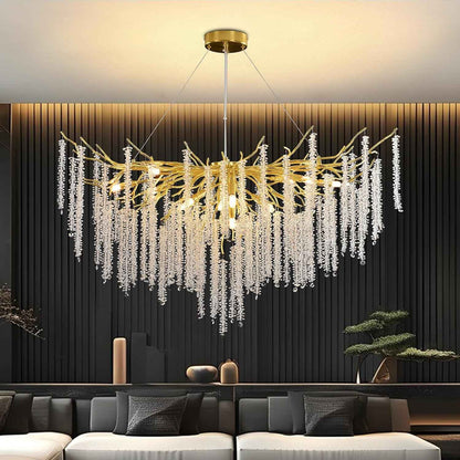 Lustre En Cristal Moderne,G9*12 Luxe Lampe À Pendentif En Cristal Rond,Postmoderne Chandelier Pour Salle À Manger, Cuisine, Salon, Chambre, Couloir, Café, Bar(Doré,G9*12,120Cm)