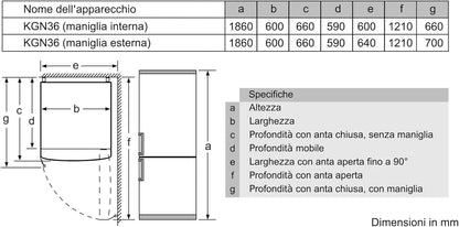 Frigorifero Combinato No Frost, Classe E (Ex A++), 326 Litri, Inox