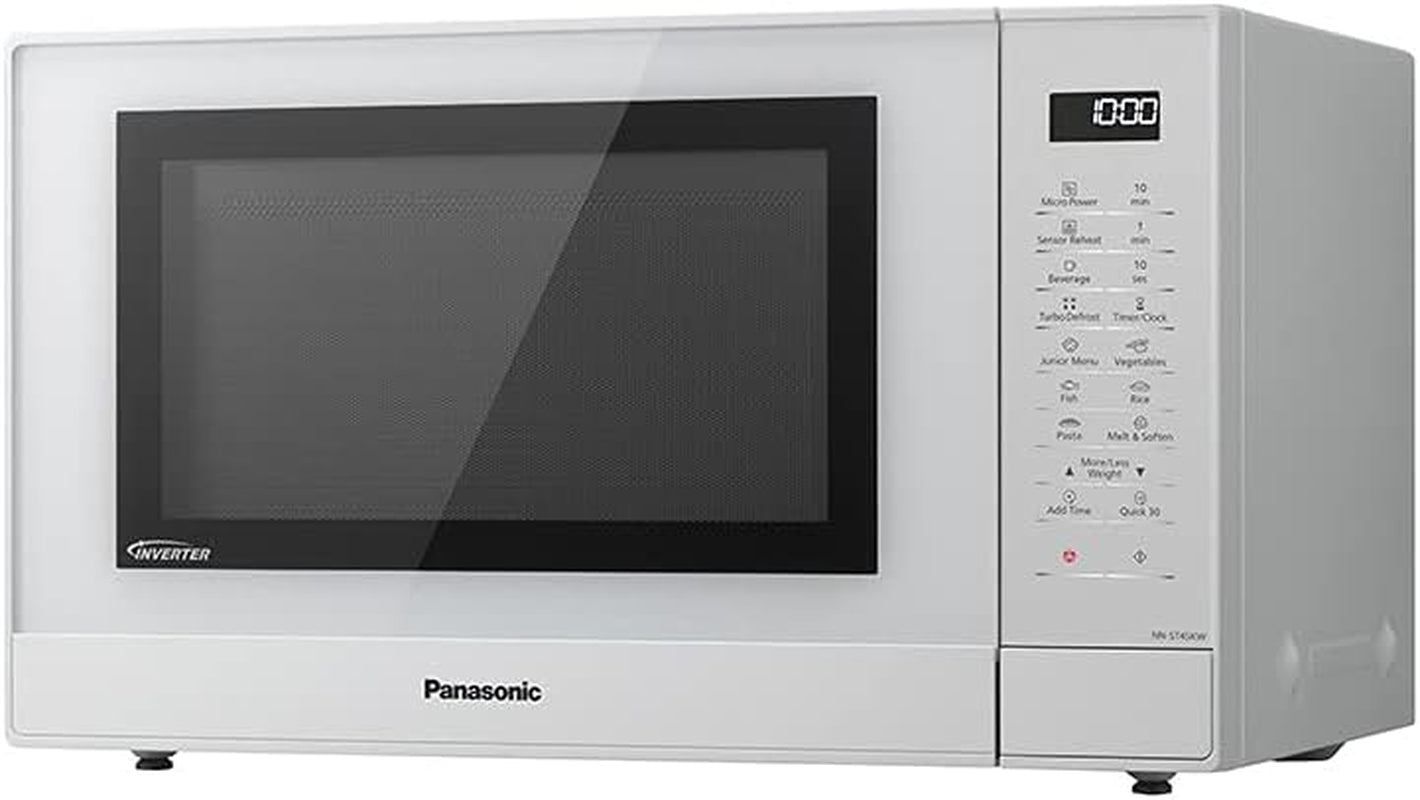 NN-ST45KWEPG Four À Micro-Ondes À Inverter Avec Plateau Tournant, 32 Litres, Acier Inoxydable, 1000 W, 21 Programmes Automatiques, 7 Niveaux De Puissance, Écran LCD, Menu Junior, Blanc