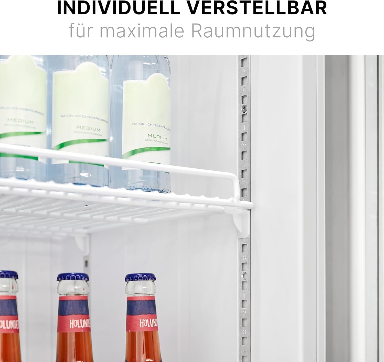 Bomann KSG 7351 Flaschenkühlschrank, 60 Cm Breit, 356 L, Glastür, Innenraumbeleuchtung, Abschließbare Gerätetür, 6 Gitterablagen, Weiß