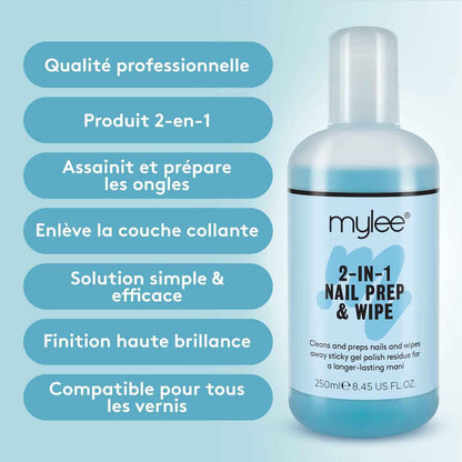 Prep + Wipe Nettoyant De Résidus De Vernis Semi-Permanent 250 Ml, Préparation & Après-Soin, Cleaner Dégraissant Vernis Gel UV LED, Multi-Usage Pour Assainir L'Ongle & Éliminer Le Collant | Base De Vernis Gel UV/LED Pour Manucure, Préparation Et Après-Soin