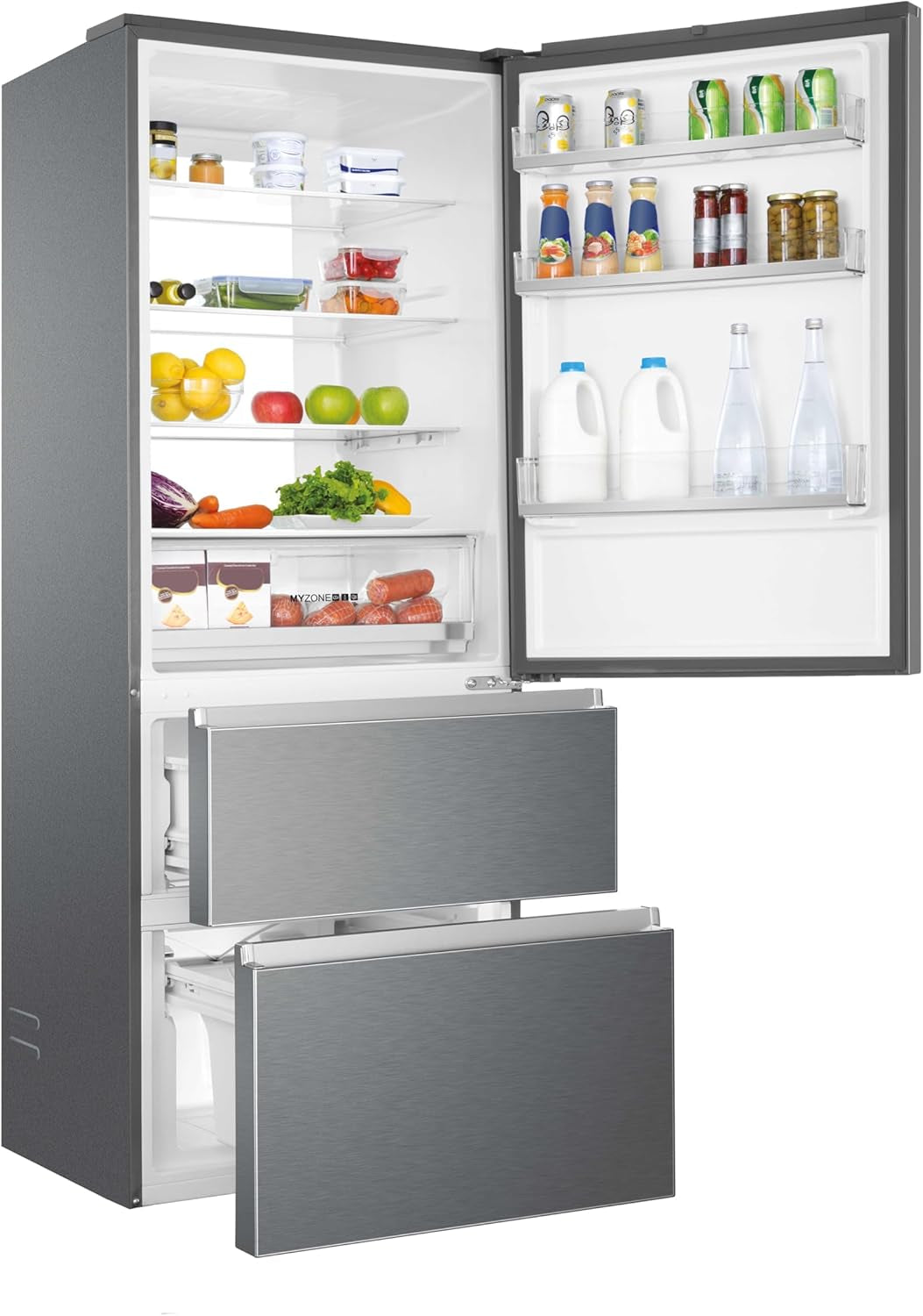 R�FRIG�RATEUR 1 PORTE + 2 TIROIRS 310+121L INOX